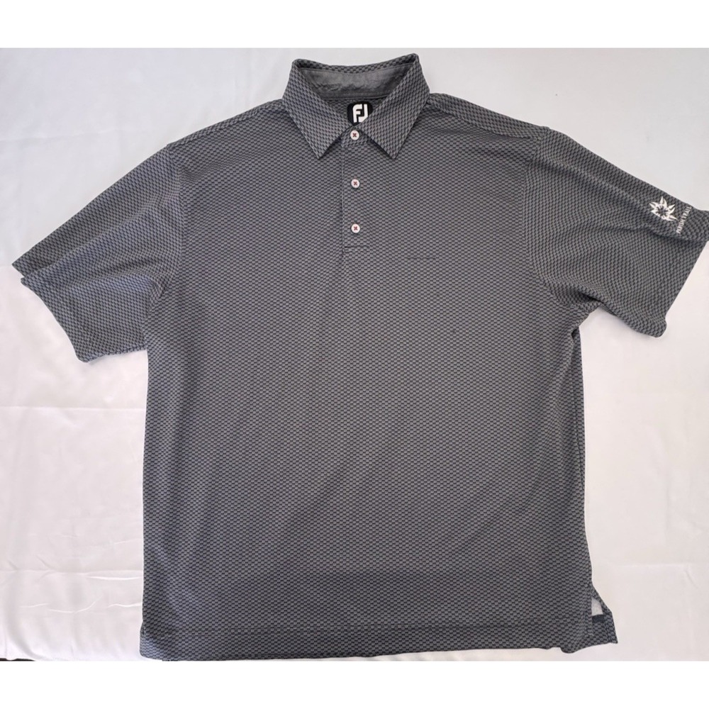 Footjoy FJ Mens Golf Polo Size 2XL XXL Black Gingham Pattern Spanish Trail Logo